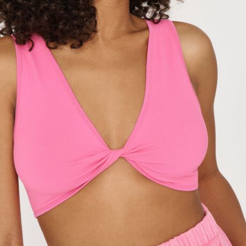 garage pink cross over tank top